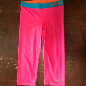 Pink nike pro leggings